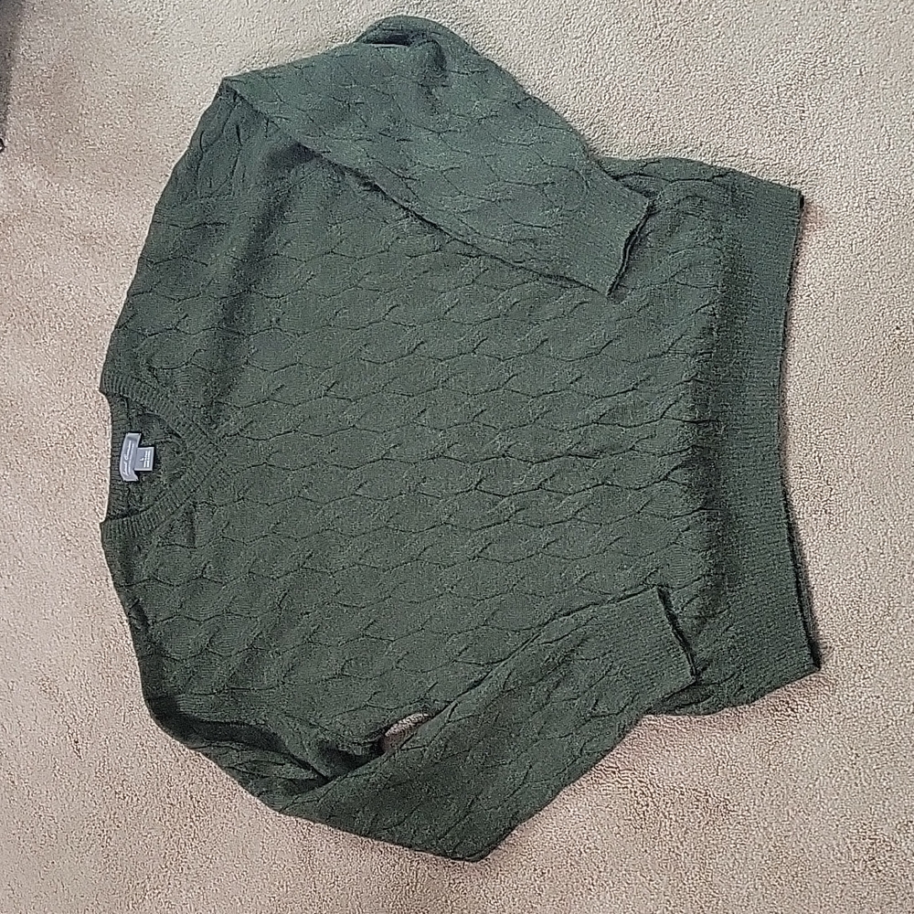 Mens Daniel Cremieux Signature Alpaca Cable V Neck sweater Dark Green